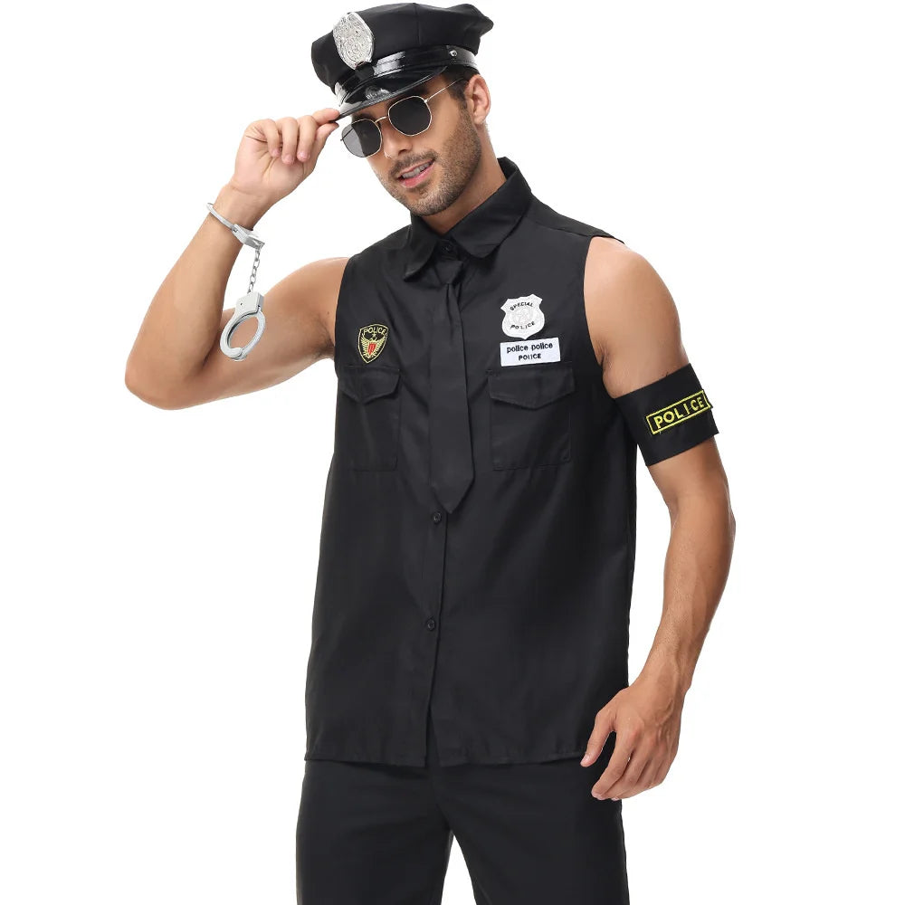Police Officer Costume for Men with Hat and Handcuffs