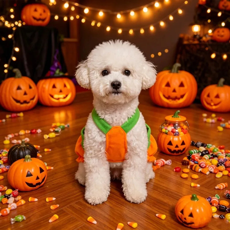 Pumpkin Overall Costume for Small Dogs and Cats