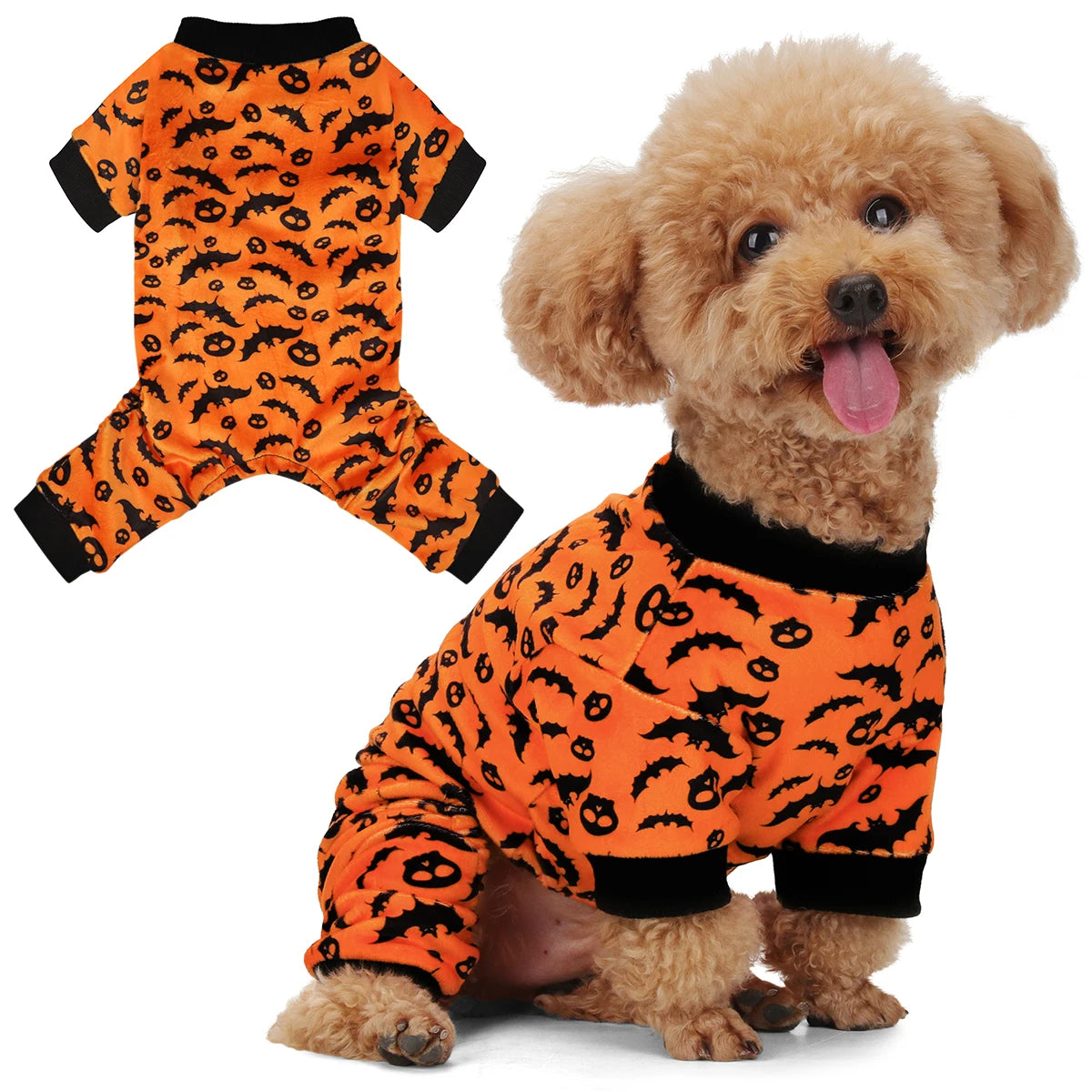Halloween Dog Pajamas, Bats and Skulls, XS to 4XL
