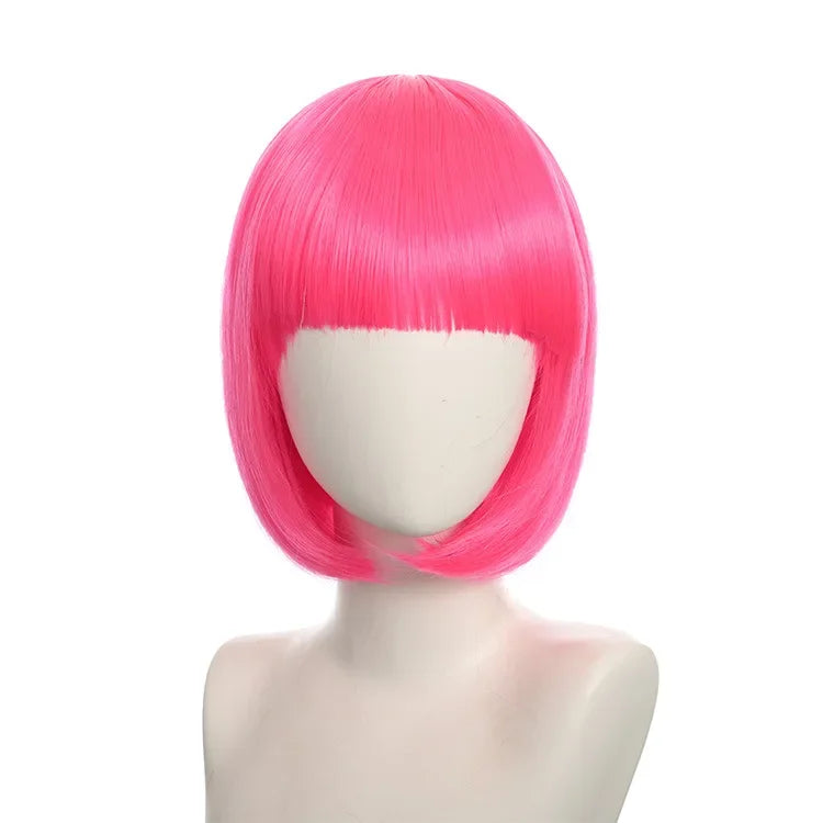 Short Bob Wig with Bangs, 24 Colors