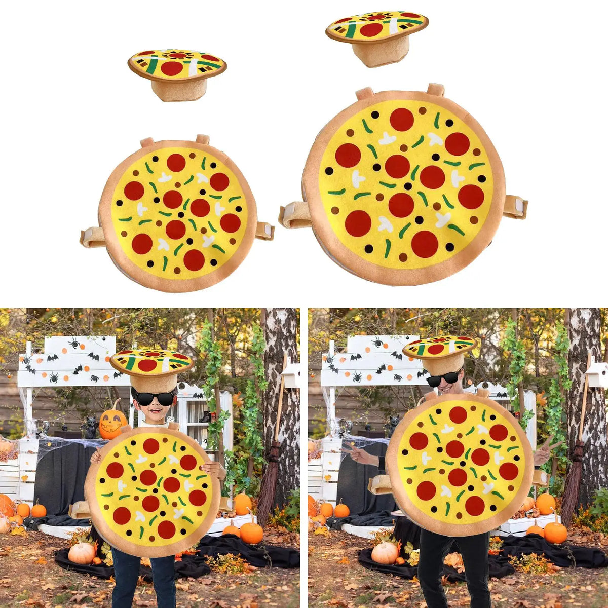 Pizza Slice Costume with Hat, Adults and Kids