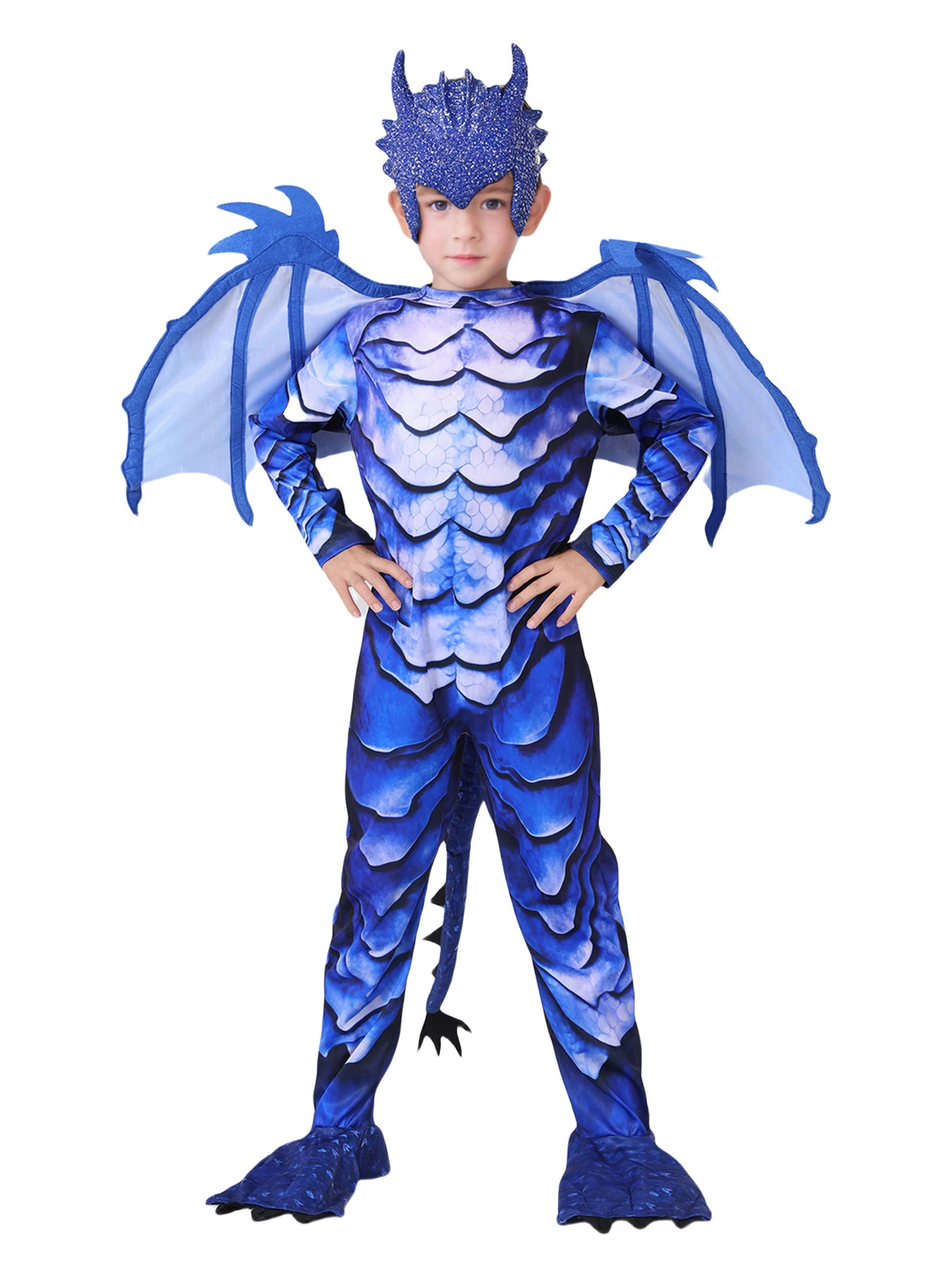 Blue Dragon Costume for Kids with Wings and Tail