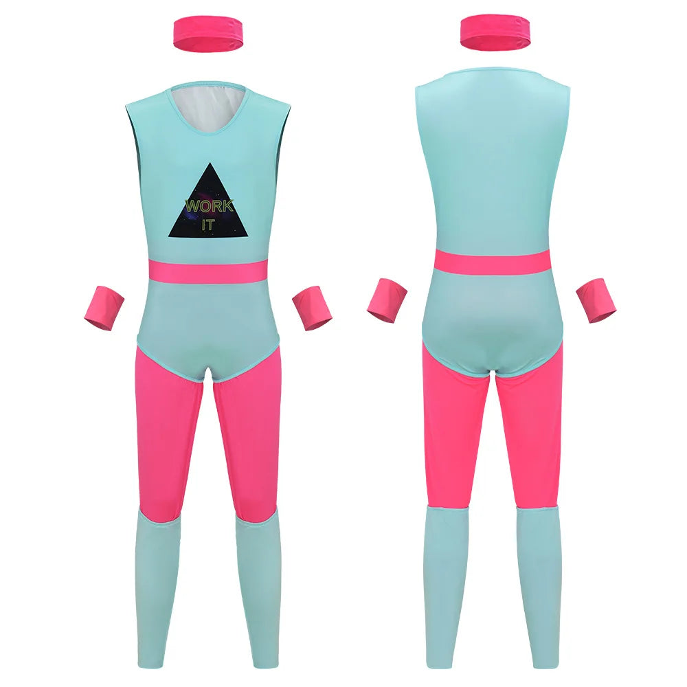 80s Workout Costume, Neon Jumpsuit, S to XXXL