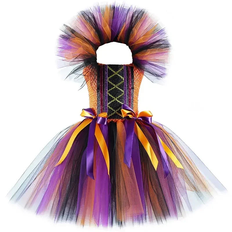 Witch Tutu Dress for Girls with Hat and Broom, 1 to 12 Years