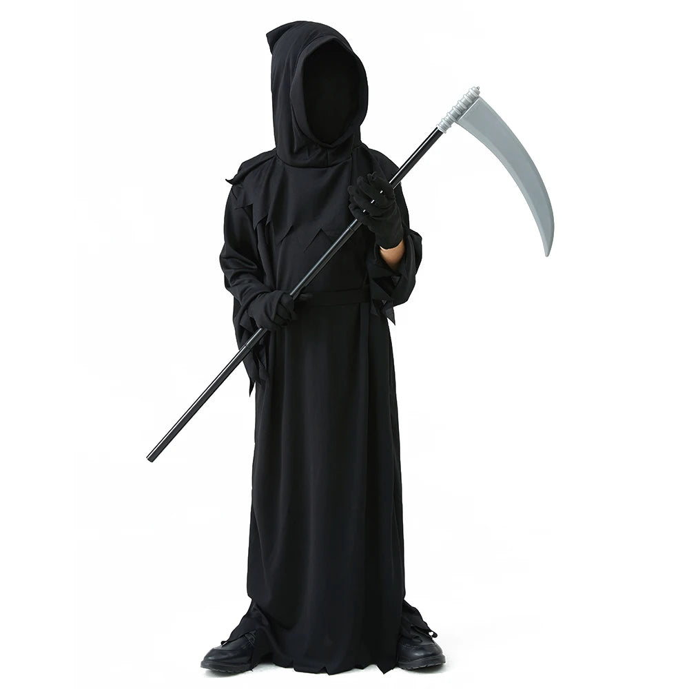 Hooded Grim Reaper Costume with Scythe