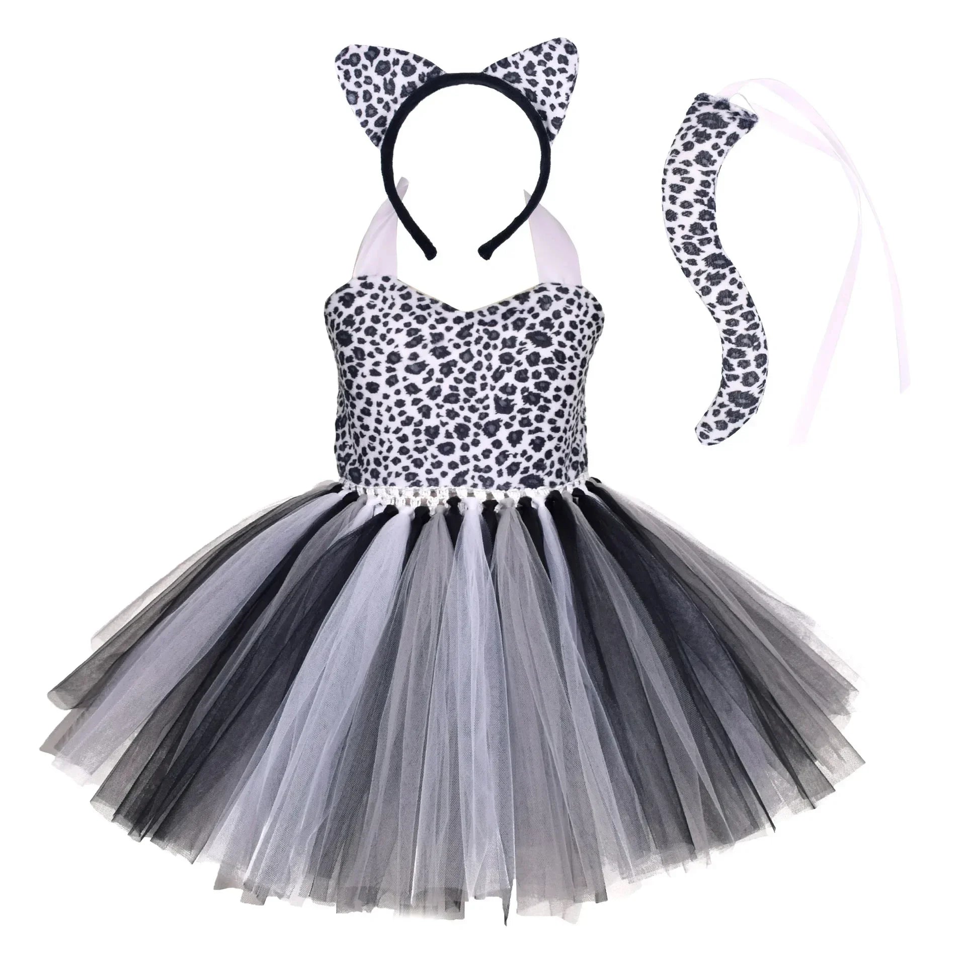 Leopard Tutu Dress for Girls, Black