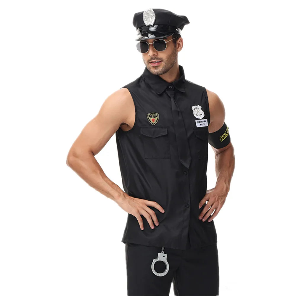 Police Officer Costume for Men with Hat and Handcuffs