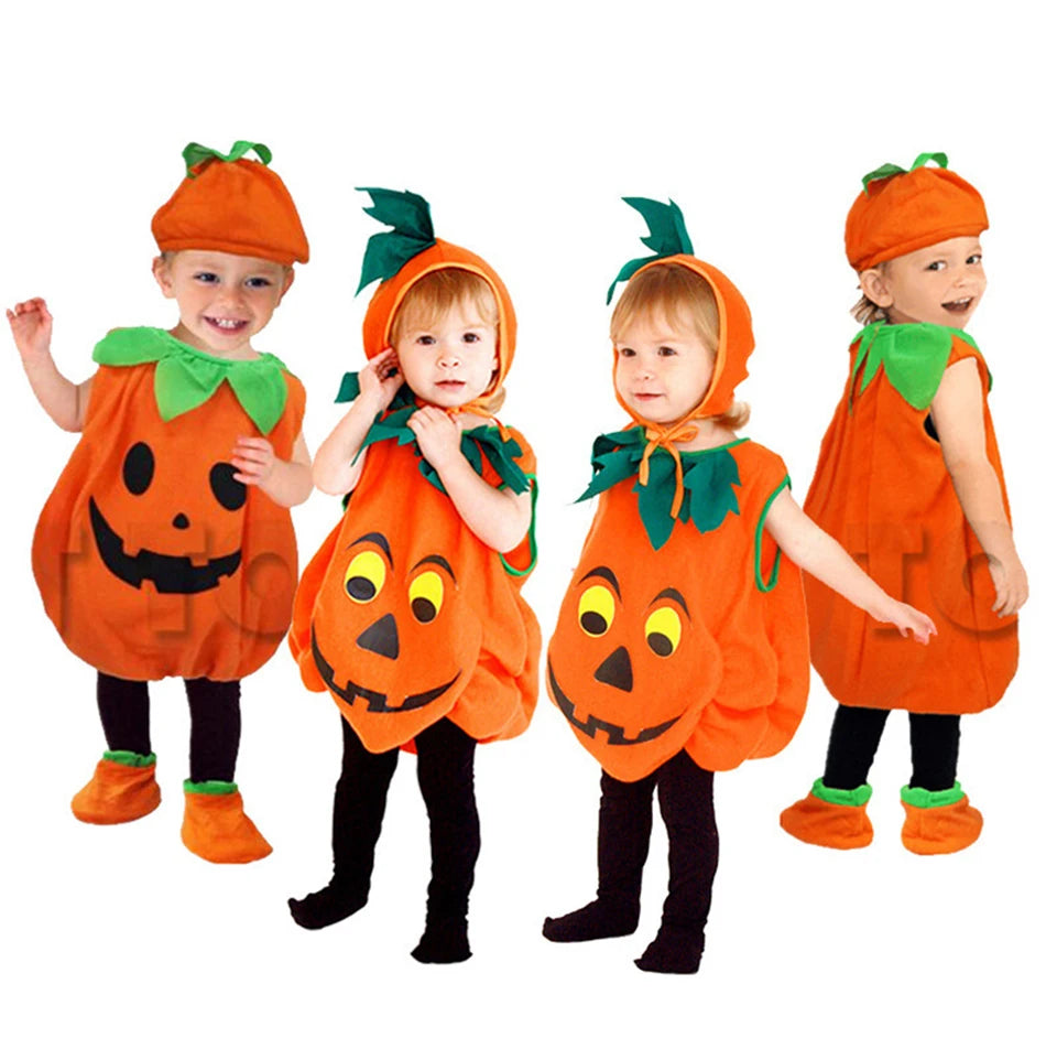 Pumpkin Costume for Toddlers with Hat and Bag