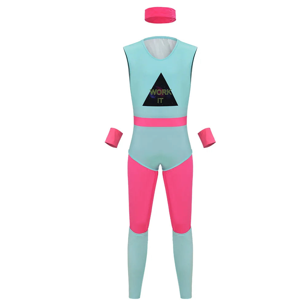 80s Workout Costume, Neon Jumpsuit, S to XXXL