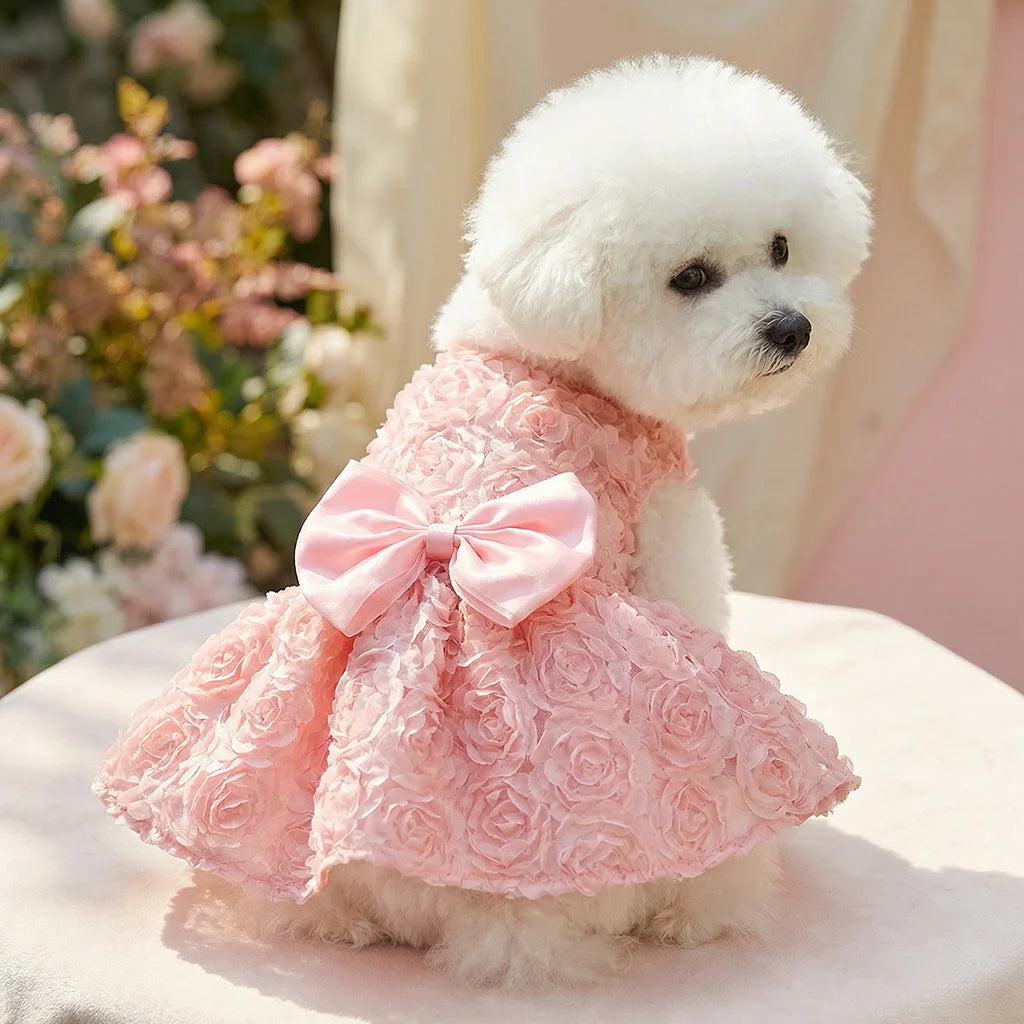 Pink Princess Dog Dress with Bow