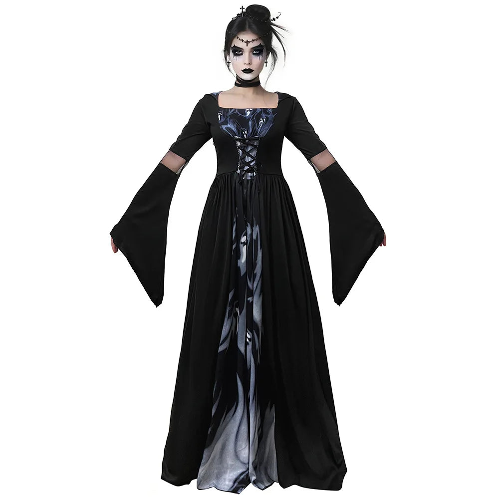 Skull Mage Hooded Robe Costume