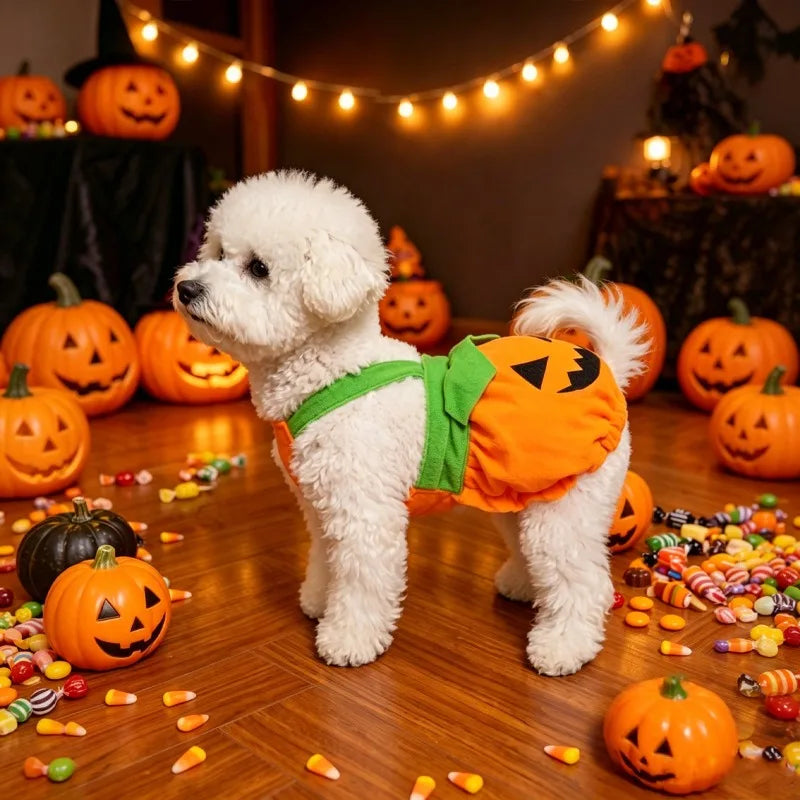 Pumpkin Overall Costume for Small Dogs and Cats
