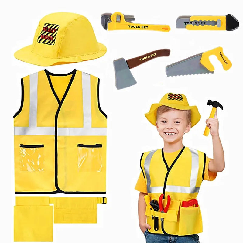 Construction Worker Costume for Toddlers with Toy Tool Set