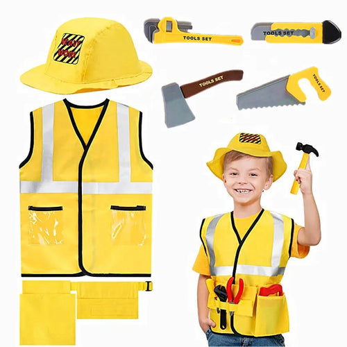 Construction Worker Costume for Toddlers with Toy Tool Set