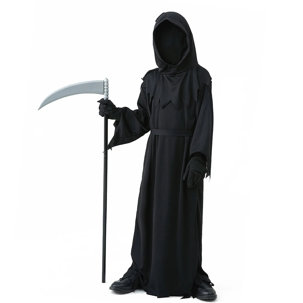 Grim Reaper Costume with Mask and Scythe