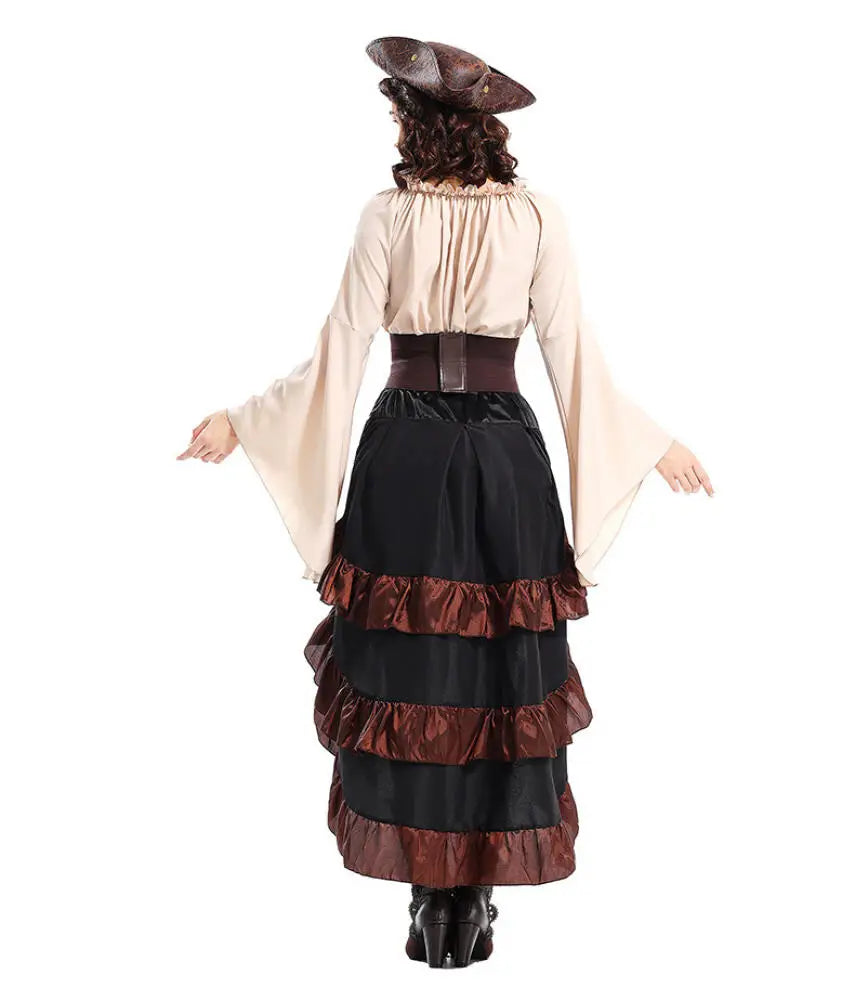 Pirate Captain Costume for Women with Hat and Corset