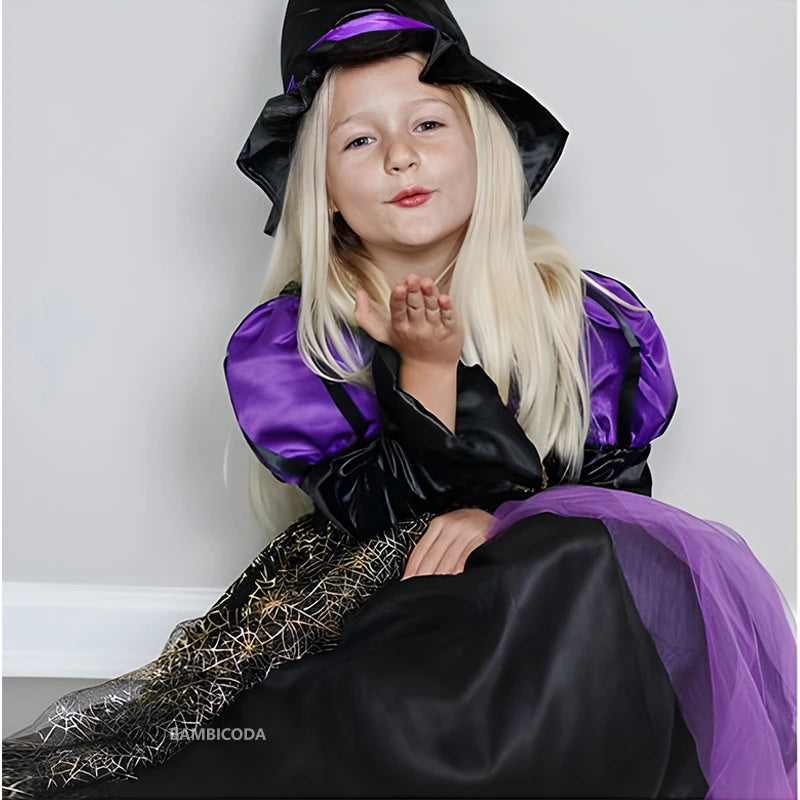 Light-Up Witch Dress for Girls with Hat and Broom, 3 to 10 Years