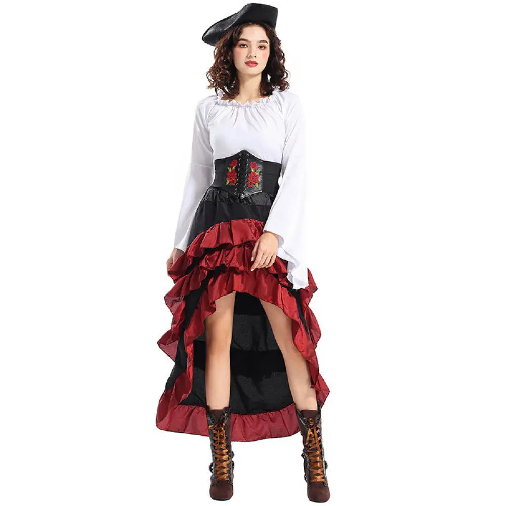 Pirate Captain Costume for Women with Hat and Corset