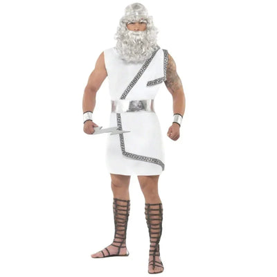 Zeus Costume for Men, Toga with Beard