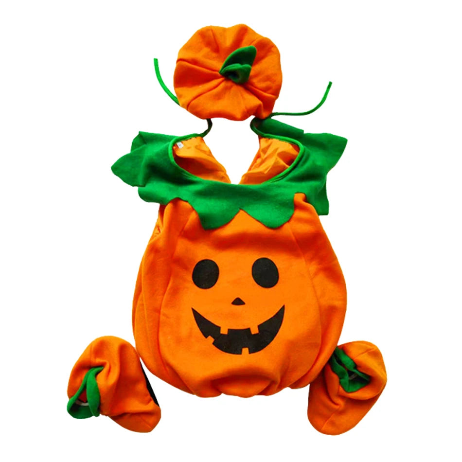 Pumpkin Costume for Toddlers with Hat and Bag
