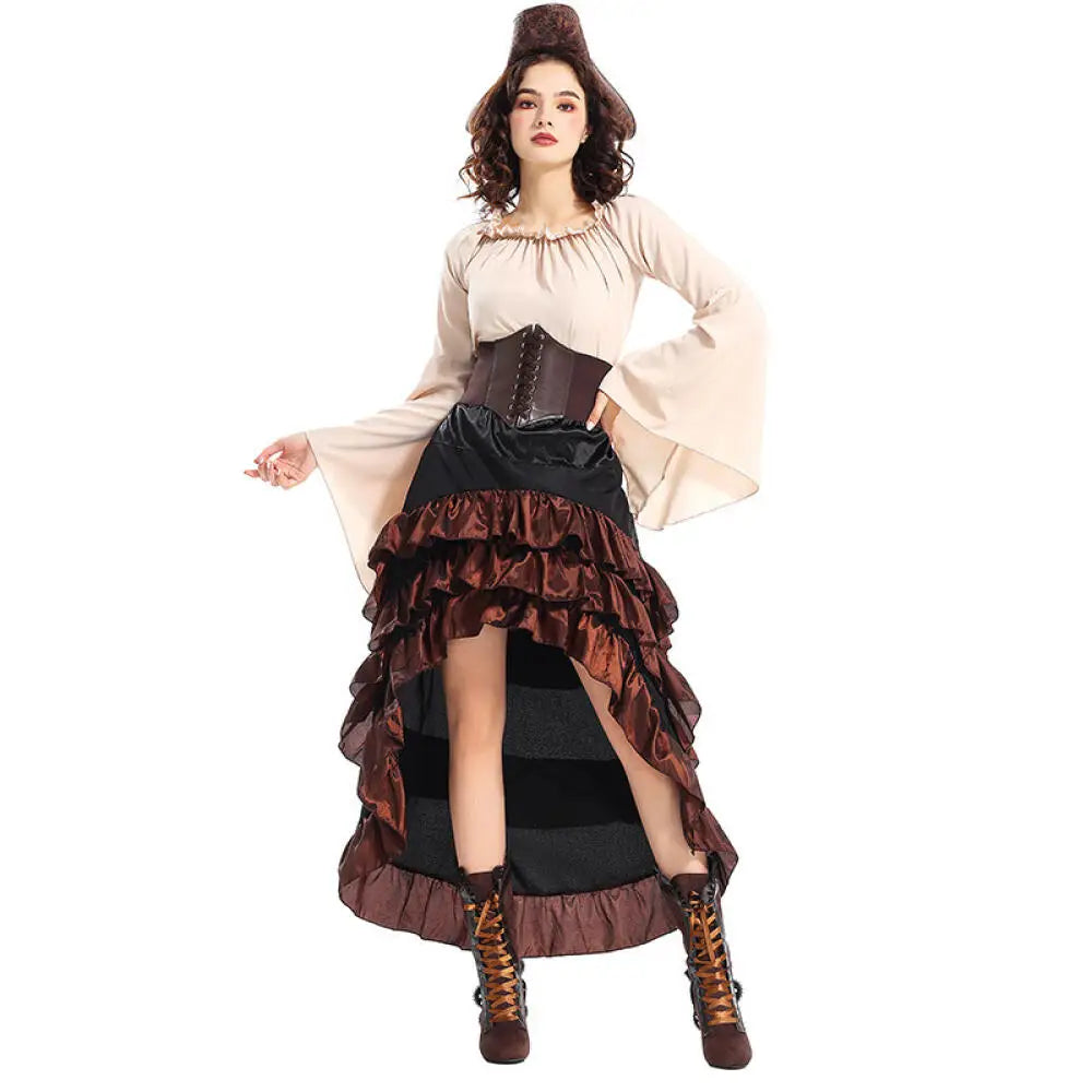 Pirate Captain Costume for Women with Hat and Corset