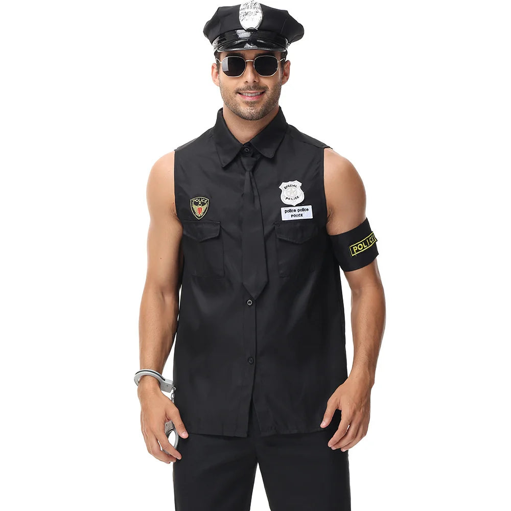 Police Officer Costume for Men with Hat and Handcuffs