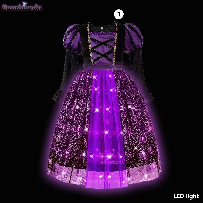 Light-Up Witch Dress for Girls with Hat and Broom, 3 to 10 Years