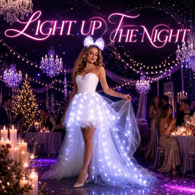 Light-Up LED Tuxedo Suit, White with Glowing Bow Tie