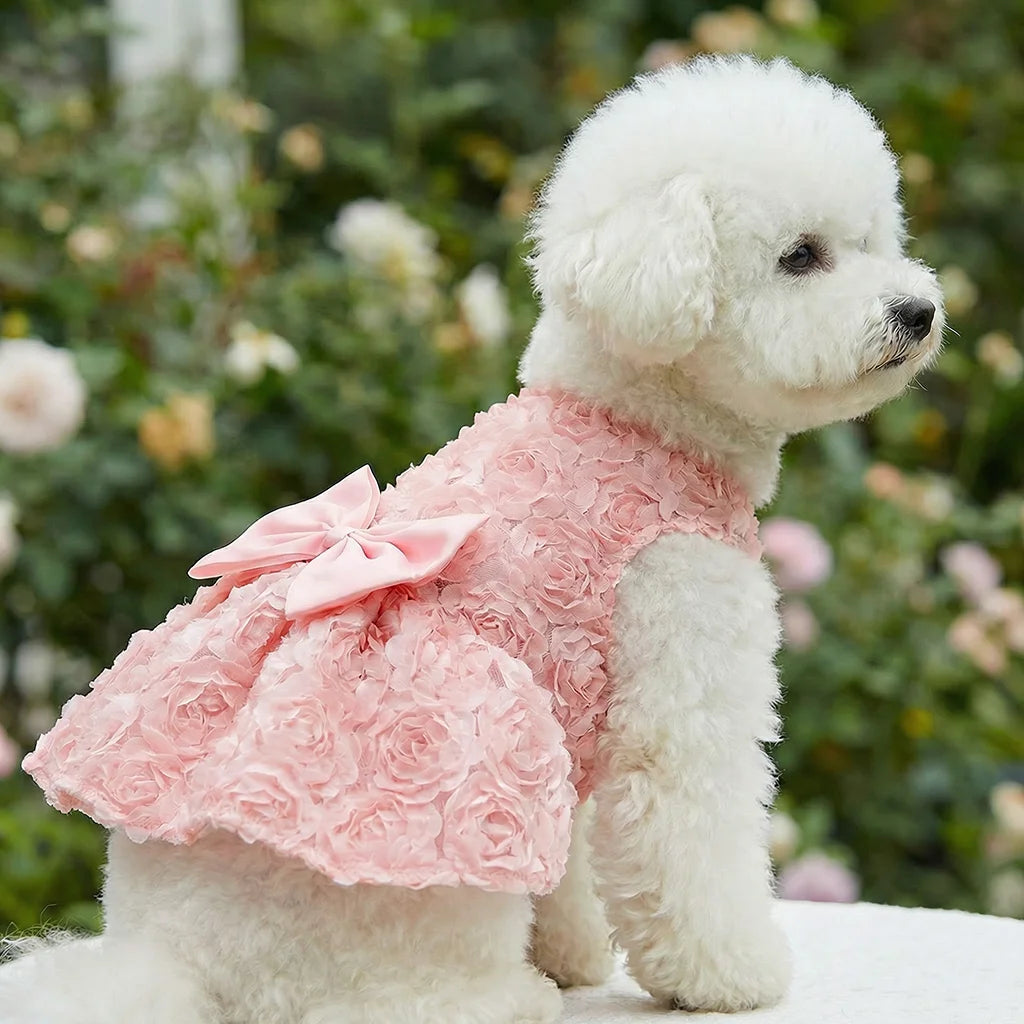 Pink Princess Dog Dress with Bow