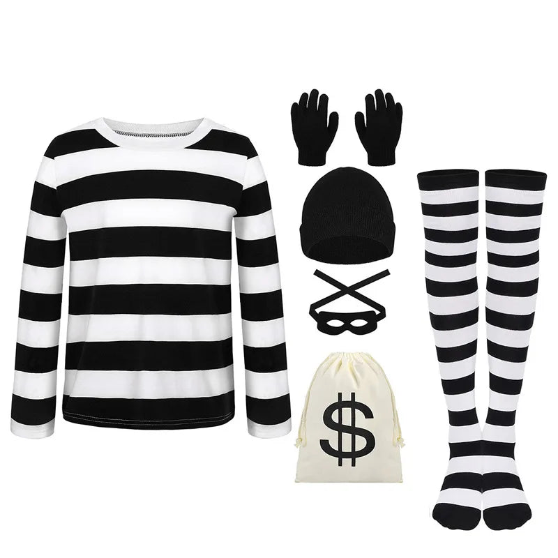 Bank Robber Costume for Women with Mask and Money Bag