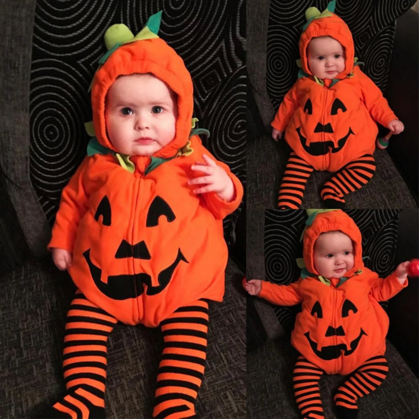 Pumpkin Hooded Jumpsuit for Babies, 0 to 24 Months