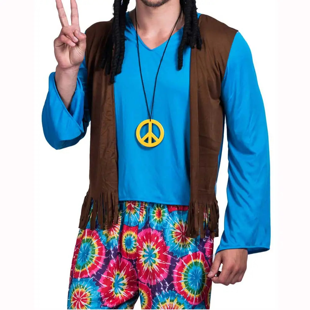 60s Hippie Costume for Men with Wig