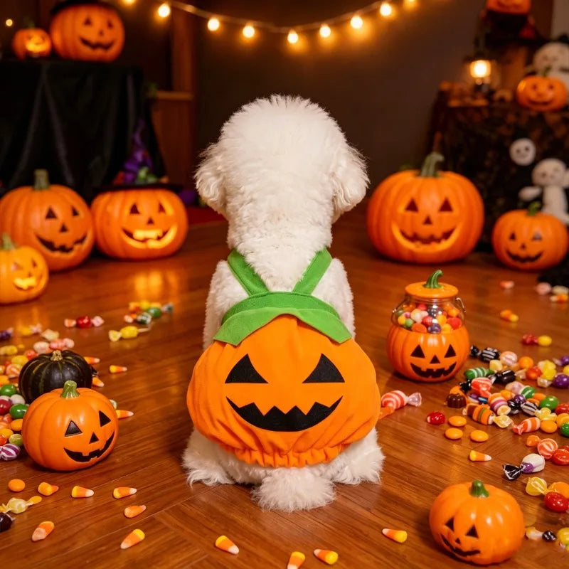Pumpkin Overall Costume for Small Dogs and Cats