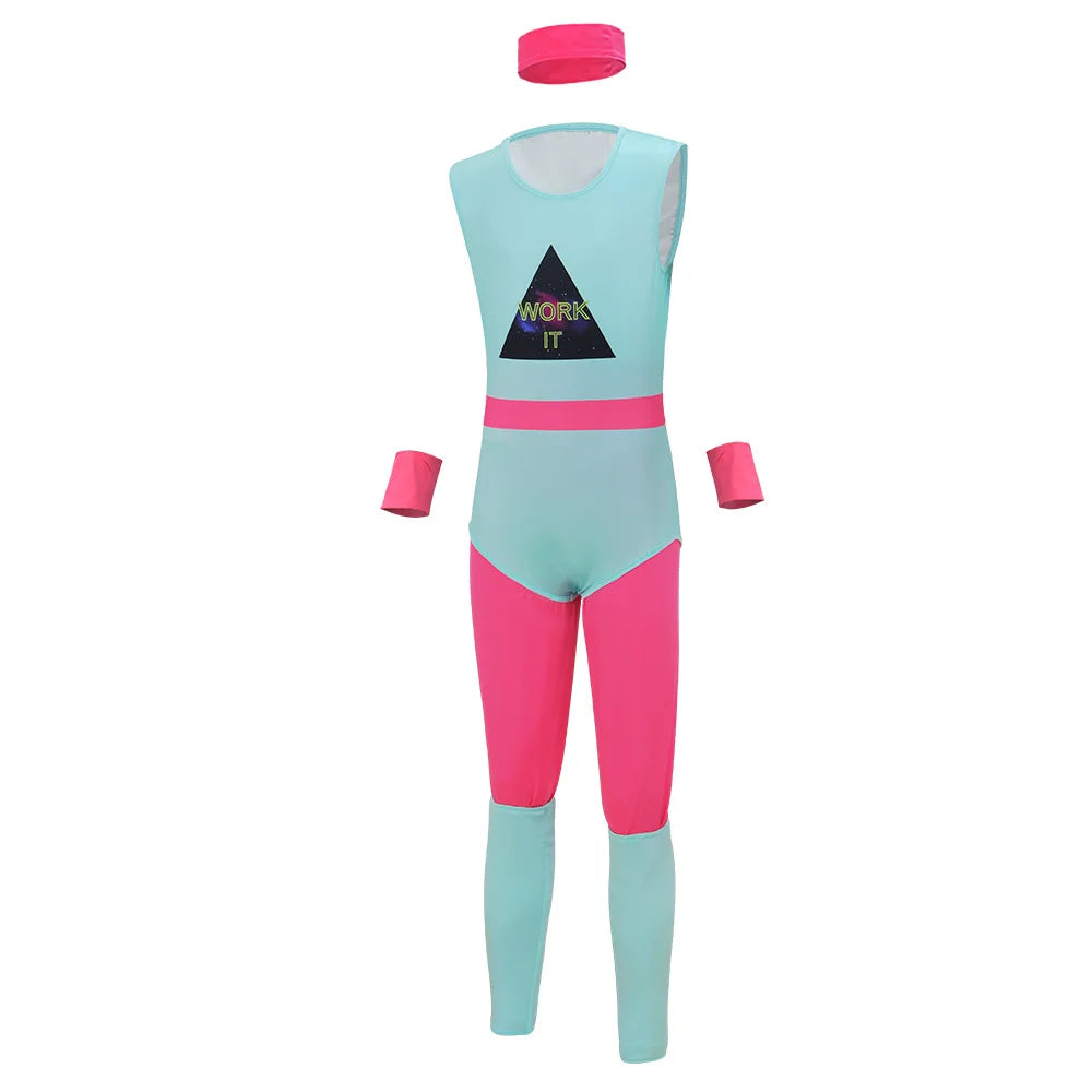 80s Workout Costume, Neon Jumpsuit, S to XXXL