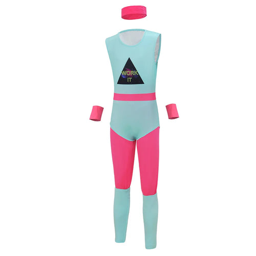 80s Workout Costume, Neon Jumpsuit, S to XXXL