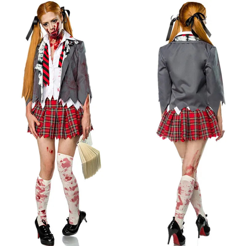 Zombie Schoolgirl Costume for Women