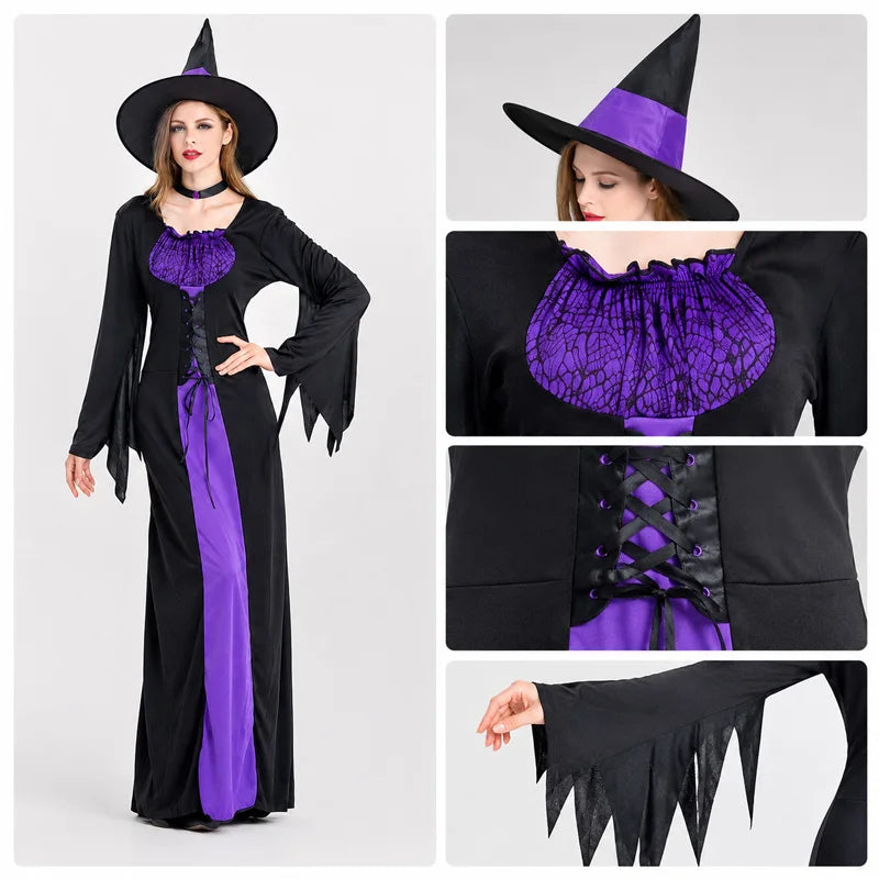 Classic Witch Gown for Women with Hat
