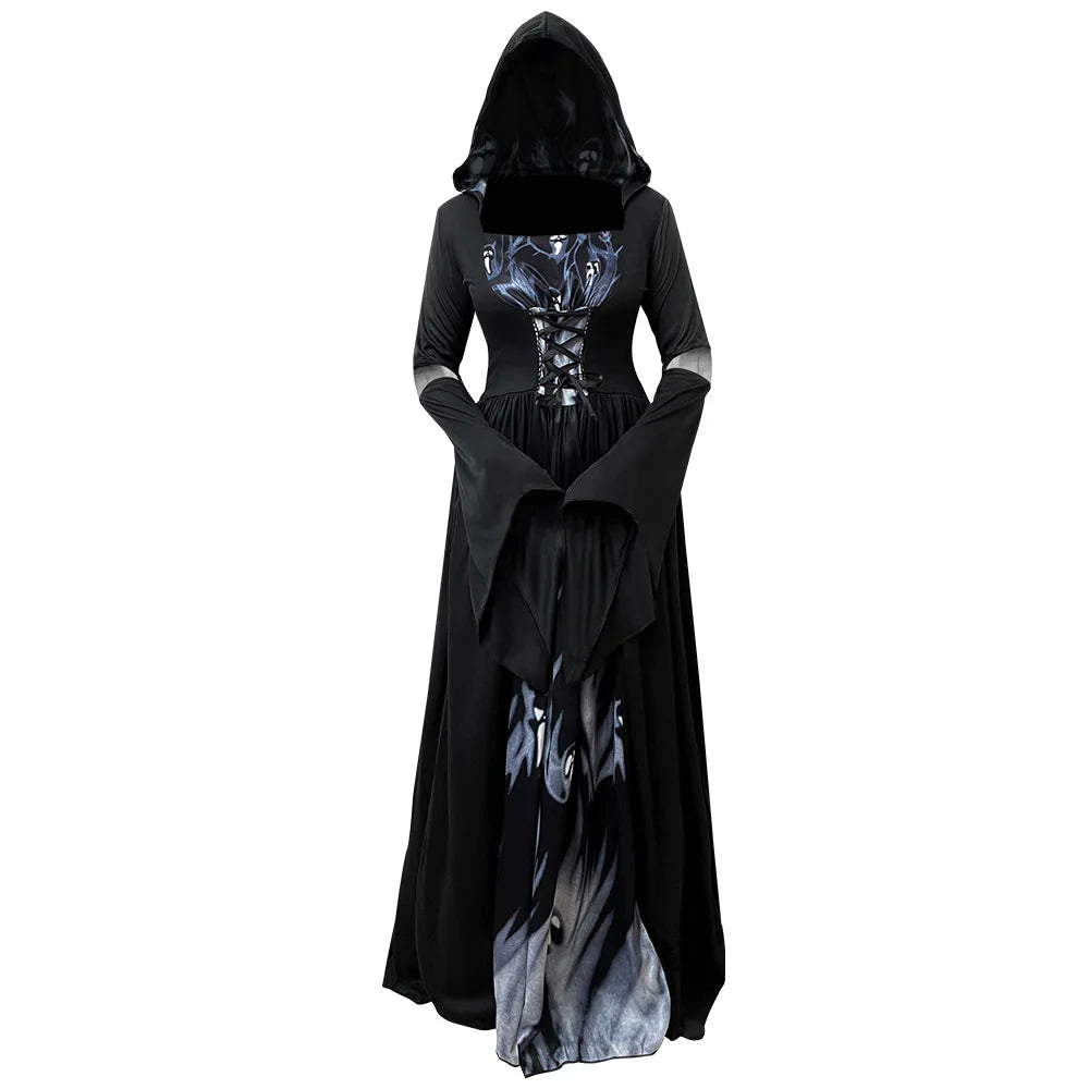 Skull Mage Hooded Robe Costume