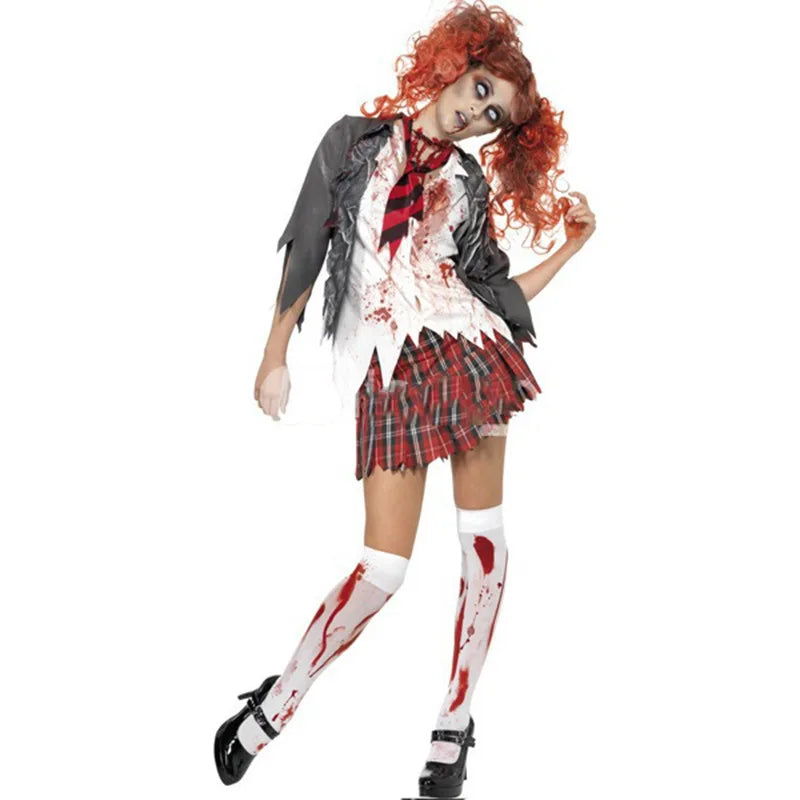 Zombie Schoolgirl Costume for Women