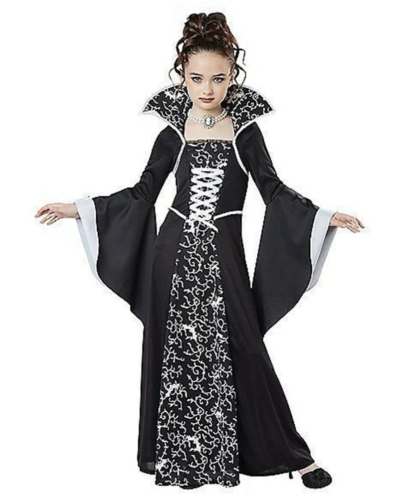 Vampire Gown for Girls, Red or Black, 4 to 12 Years
