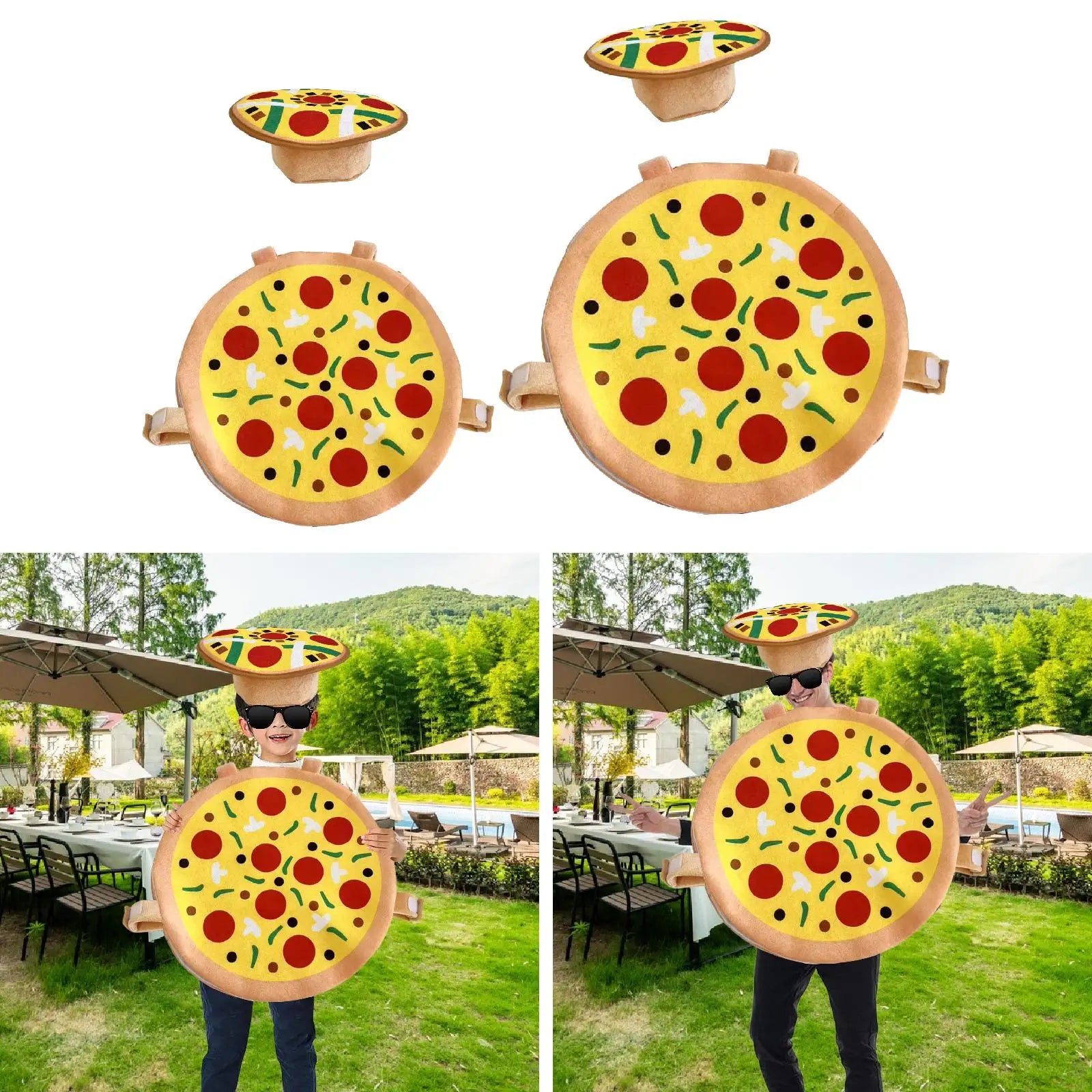 Pizza Slice Costume with Hat, Adults and Kids