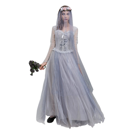 Dead Bride Costume for Women, Corset Dress and Veil
