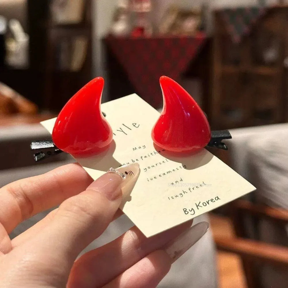 Devil Horn Hair Clips, Pair