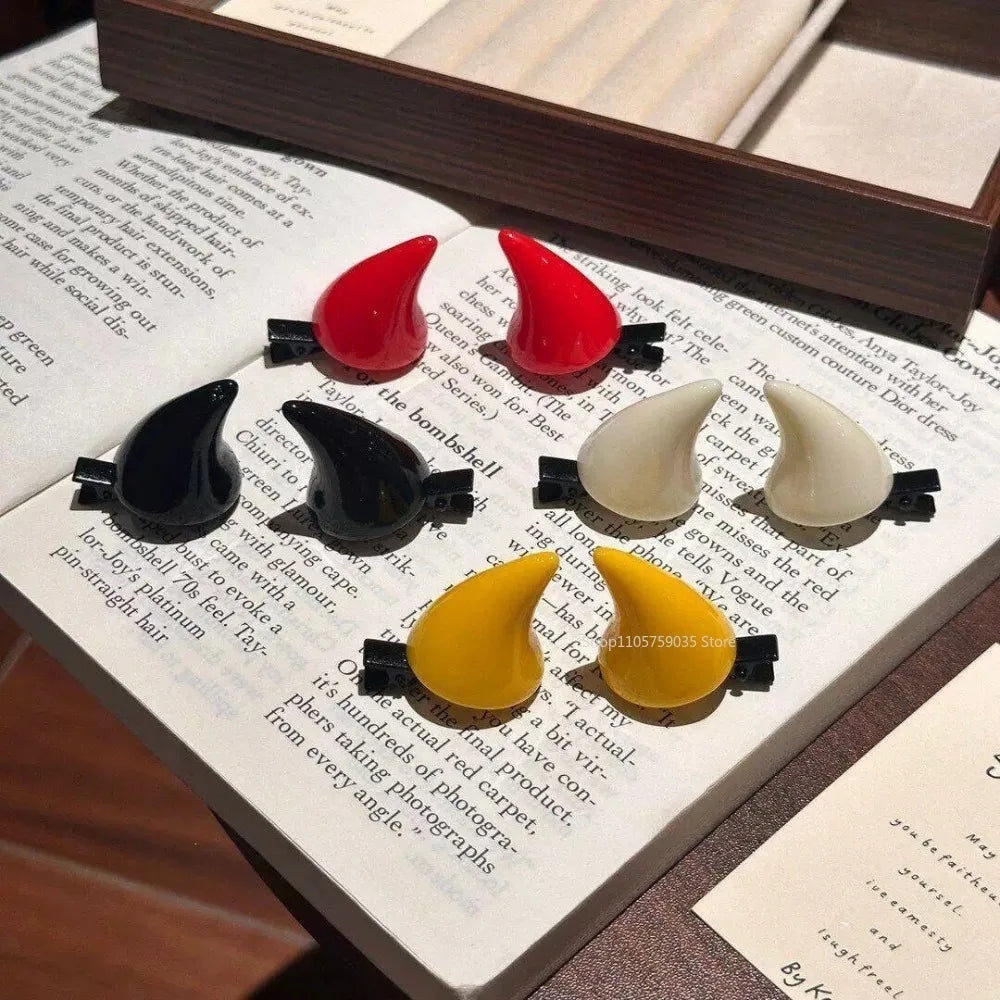 Devil Horn Hair Clips, Pair