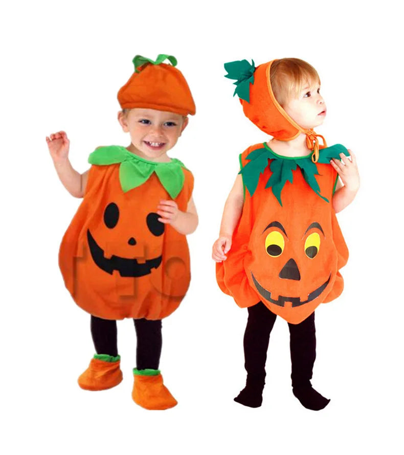 Pumpkin Costume for Toddlers with Hat and Bag
